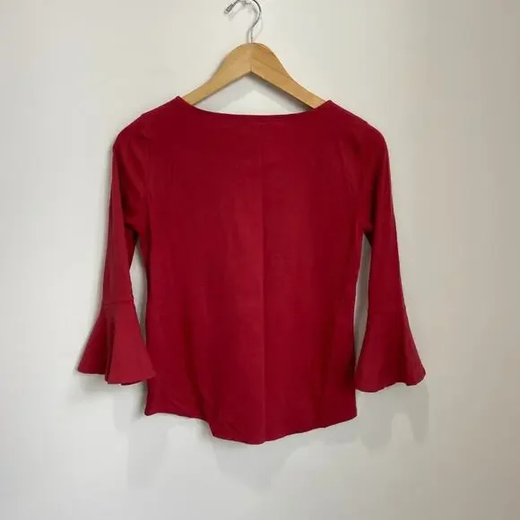 J. Crew Mercantile Red Bell Sleeve Top Size XXS - Picture 2 of 5